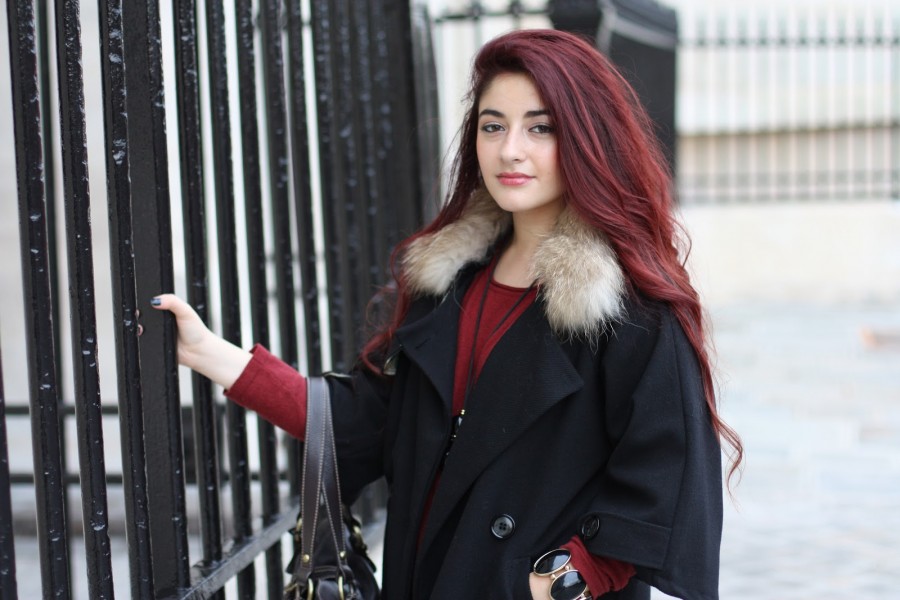 Burgundy et Col Fausse Fourrure - Blog Mode