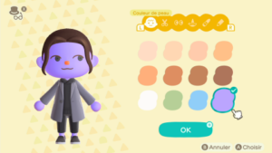 Personnalisation couleur peau Animal Crossing New Horizons