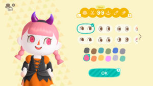 Personnalisation couleur yeux Animal Crossing New Horizons